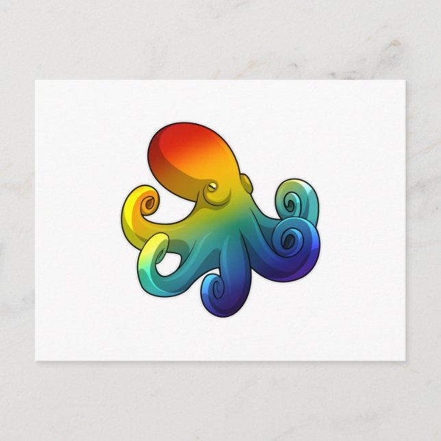 Octopus with Rainbow Postcard (Front)