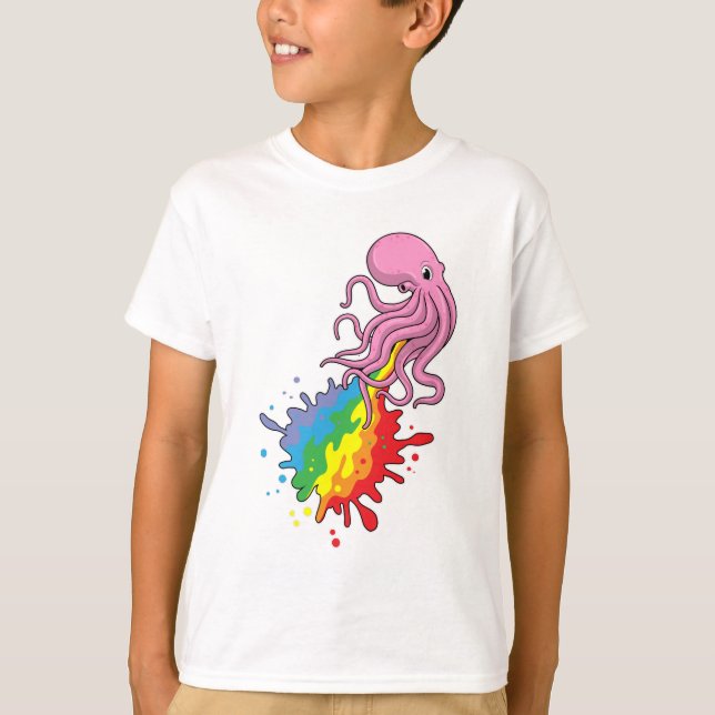 Octopus with Rainbow T-Shirt (Front)