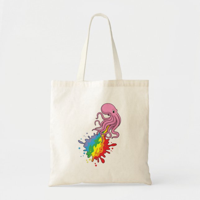 Octopus with Rainbow Tote Bag (Front)