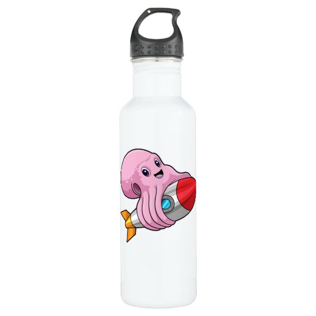Octopus with Rocket 710 Ml Water Bottle (Front)