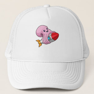 Octopus with Rocket Trucker Hat