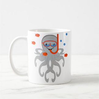 Octopus With Scuba Diving Snorkling Octopus For Coffee Mug