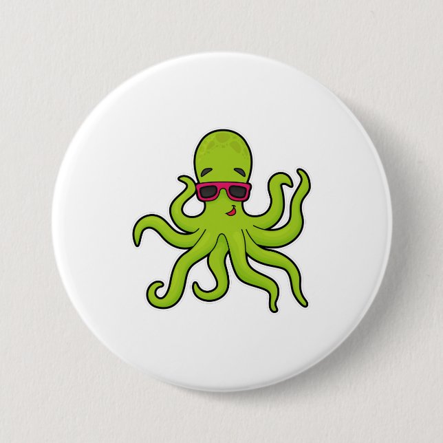 Octopus with Sunglasses 7.5 Cm Round Badge (Front)