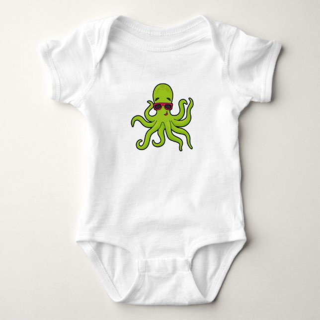 Octopus with Sunglasses Baby Bodysuit (Front)