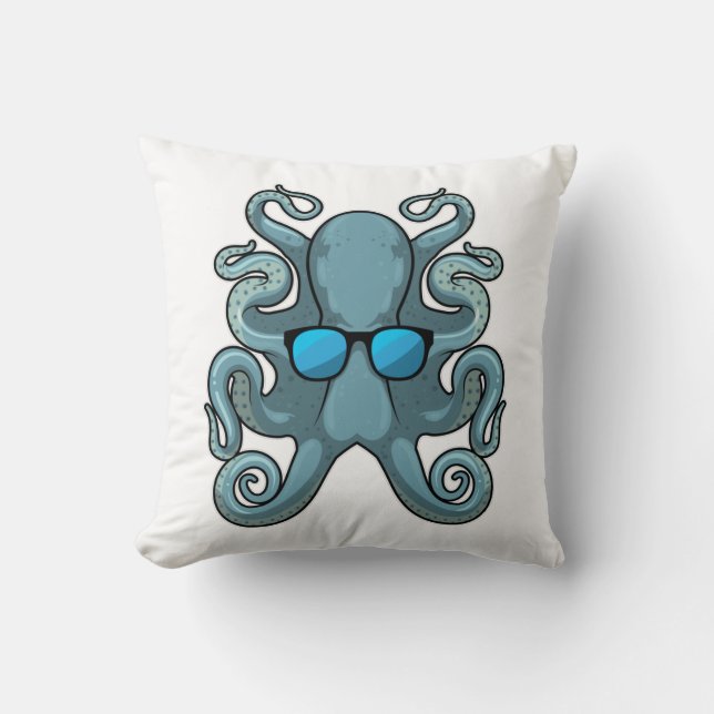 Octopus with Sunglasses Cushion (Front)