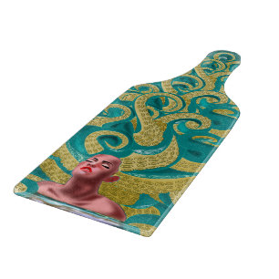Octopus Woman Cutting Board Tentacles Gold
