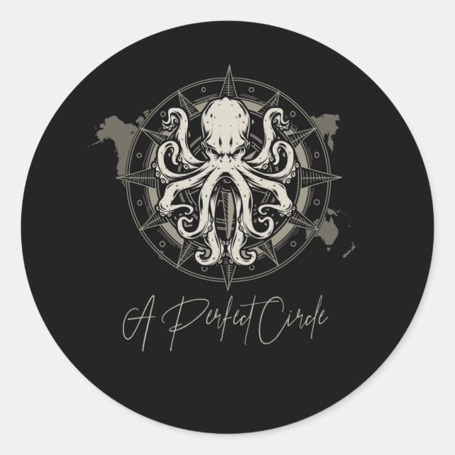 Octopus World Sea Animal Ocean Kraken Tentacle Classic Round Sticker (Front)
