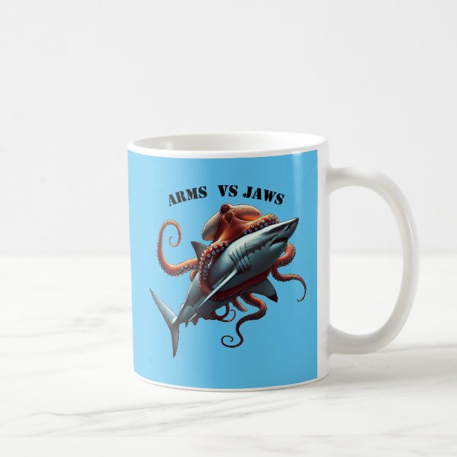 Octopus Wrapped Around a Great White Shark URM Coffee Mug (Right)
