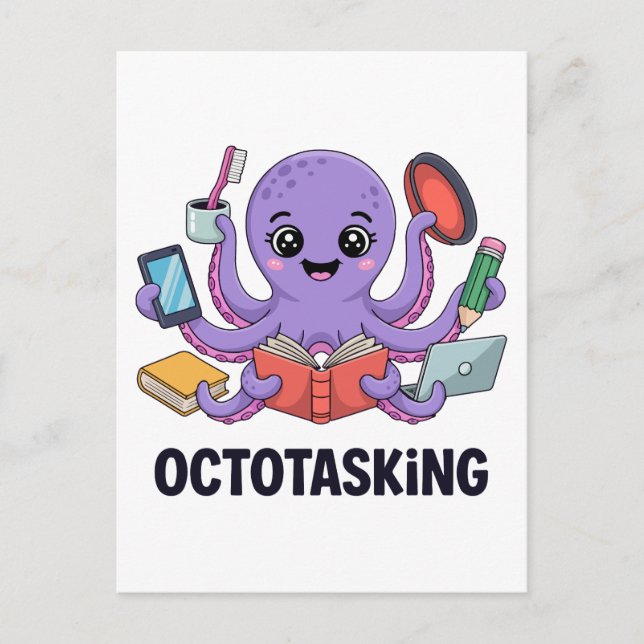 Octotasking Creature in Multitask Mode Postcard (Front)