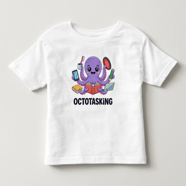 Octotasking Creature in Multitask Mode Toddler T-Shirt (Front)
