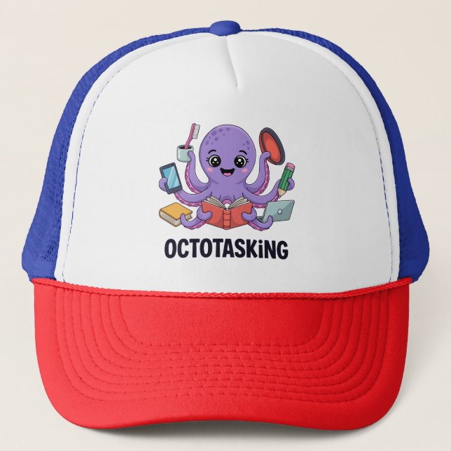 Octotasking Creature in Multitask Mode Trucker Hat (Front)