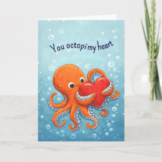 Octupus lover Cute Valentine Holiday Card