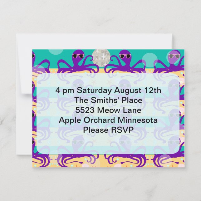 Octupus Octo Party Time Invite (Front)