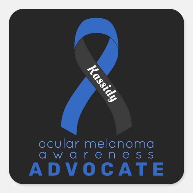 Ocular Melanoma Advocate Black Square Sticker (Front)