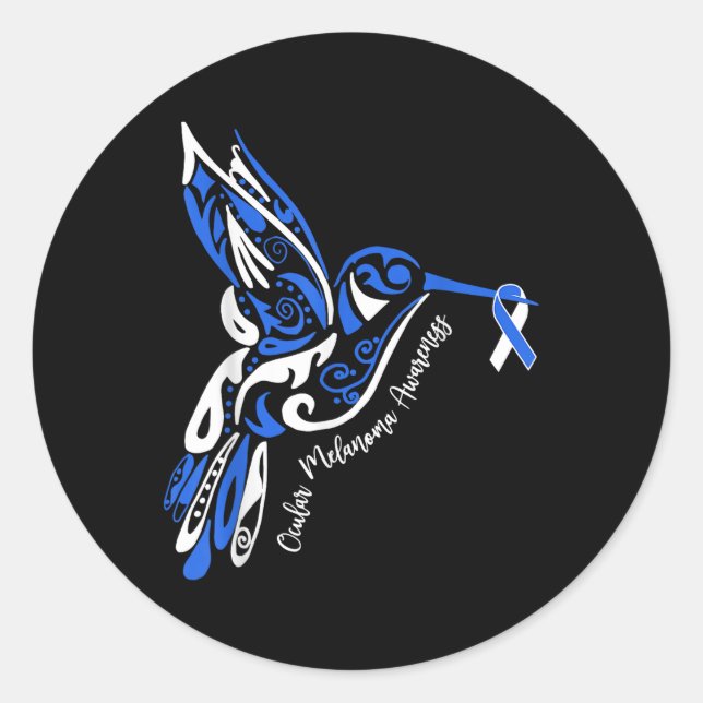 Ocular Melanoma Awareness Eye Cancer Hummingbird R Classic Round Sticker (Front)
