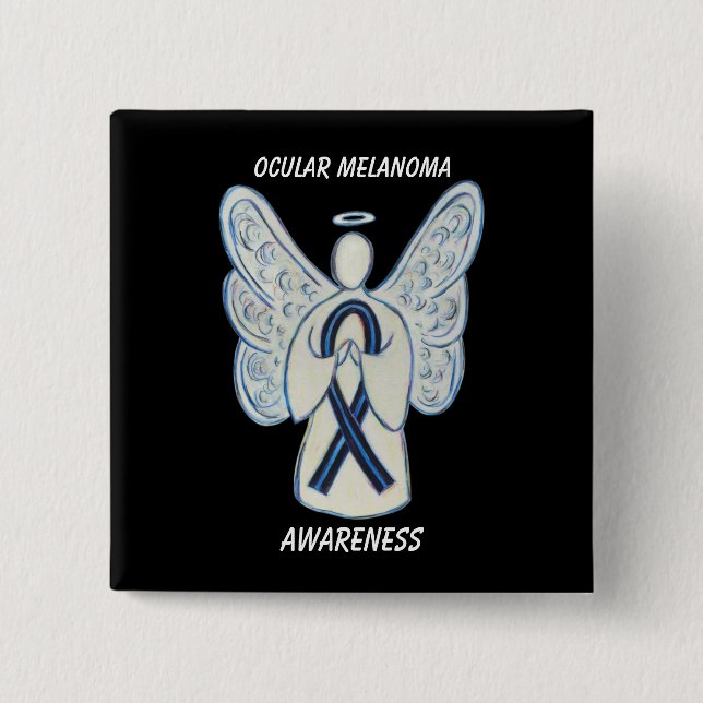 Ocular Melanoma Awareness Ribbon Angel Custom Pin (Front)