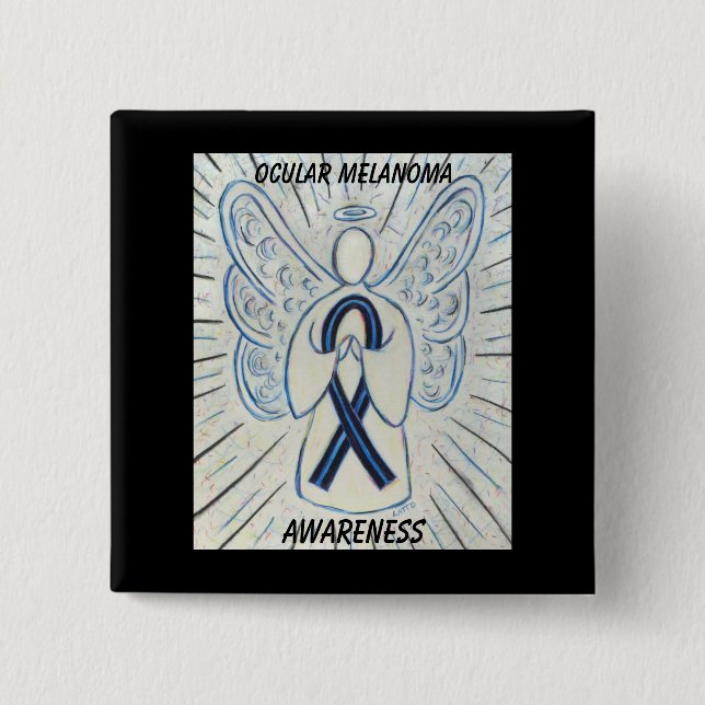 Ocular Melanoma Awareness Ribbon Angel Custom Pin (Front)