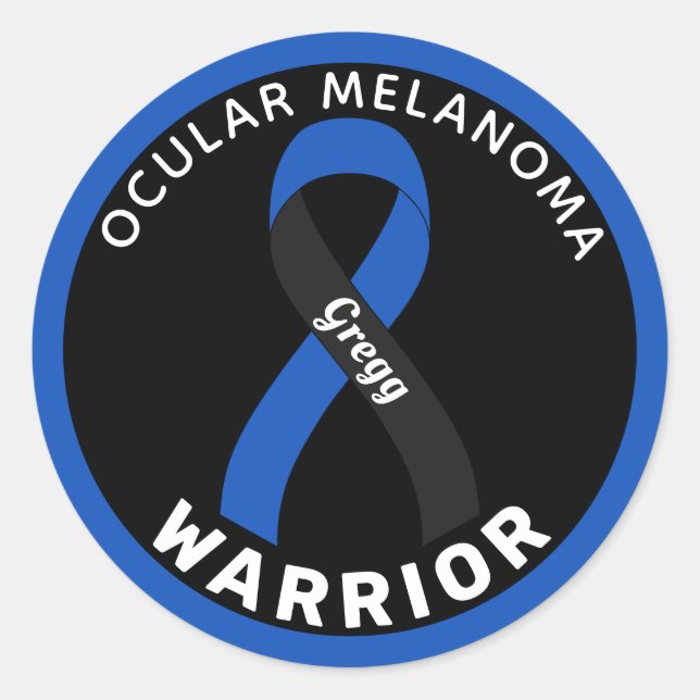Ocular Melanoma Warrior Ribbon White Round Sticker (Front)