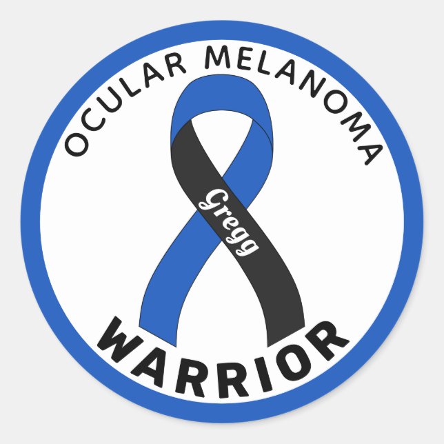Ocular Melanoma Warrior Ribbon White Round Sticker (Front)