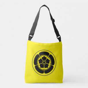 Oda Mon Japanese samurai clan black on yellow Crossbody Bag