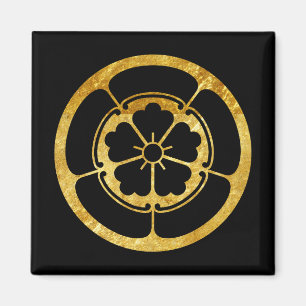 Oda Mon Japanese samurai clan gold on black Magnet