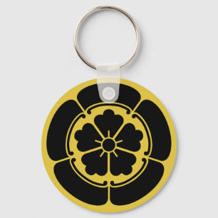 Oda Mon Japanese samurai clan yellow on black Key Ring