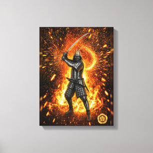Oda Nobunaga Samurai Armour Fire 12x16 Canvas Print