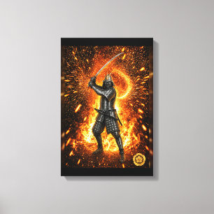 Oda Nobunaga Samurai Armour Fire 12x18 Canvas Print