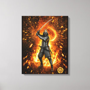 Oda Nobunaga Samurai Armour Fire 16x20 Canvas Print