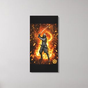 Oda Nobunaga Samurai Armour Fire 16x32 Canvas Print