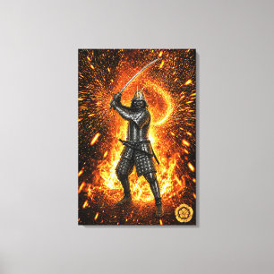 Oda Nobunaga Samurai Armour Fire 20x30 Canvas Print