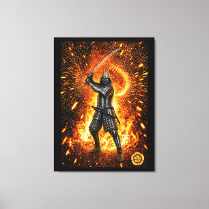 Oda Nobunaga Samurai Armour Fire 30x40 Canvas Print