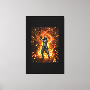 Oda Nobunaga Samurai Armour Fire 40x60 Canvas Print