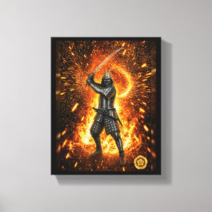 Oda Nobunaga Samurai Armour Fire 8x10 Canvas Print