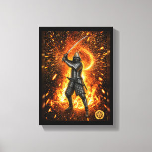 Oda Nobunaga Samurai Armour Fire 9x12 Canvas Print