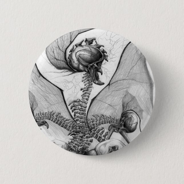 Odd Bone Fellow Skeleton Demon Horror Monster Art 6 Cm Round Badge (Front)