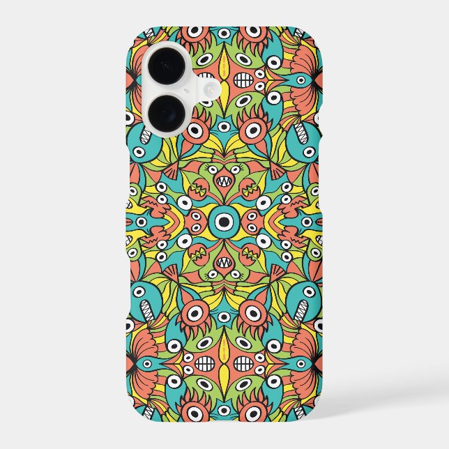 Odd creatures multiplying to form a pattern design (Back)
