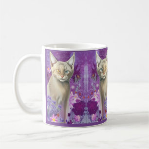 Odd Eyed Siamese Kitten in pink Coffee Mug