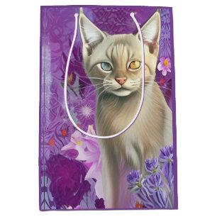 Odd eyed Siamese kitten in pink Medium Gift Bag