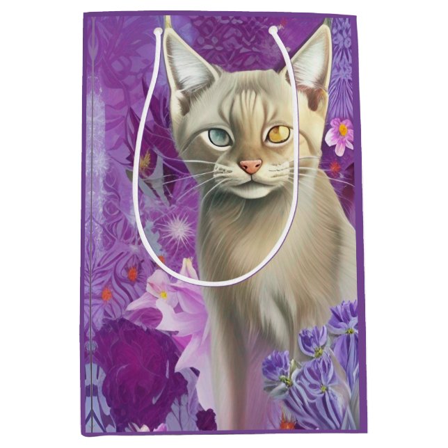 Odd eyed Siamese kitten in pink Medium Gift Bag (Front)