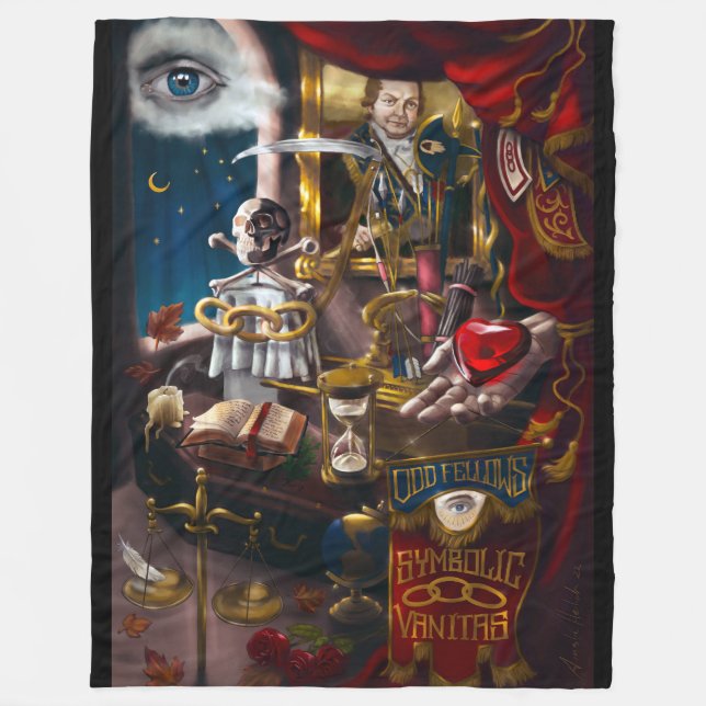 Odd Fellows Symbolic Vanitas Fleece Blanket (Front)