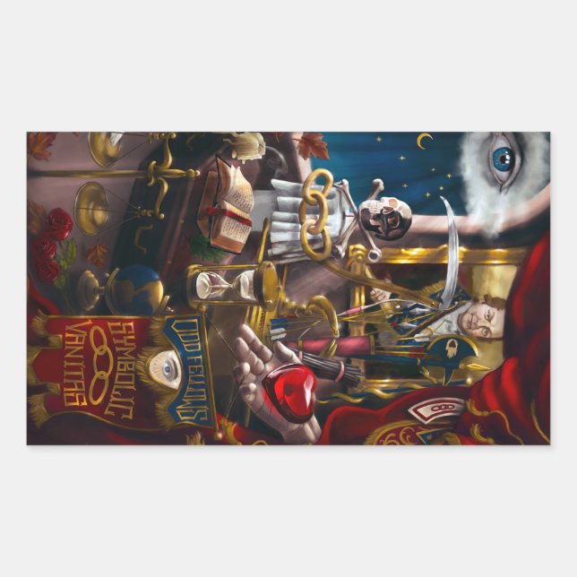 Odd Fellows Symbolic Vanitas Rectangular Sticker (Front)
