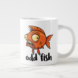 Odd Fish Quirky Funny Orange Goldfish Cartoon Large Coffee Mug