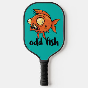 Odd Fish Quirky Funny Orange Goldfish Cartoon Pickleball Paddle