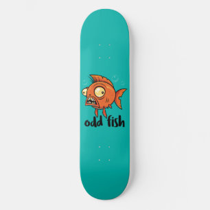 Odd Fish Quirky Funny Orange Goldfish Cartoon Skateboard