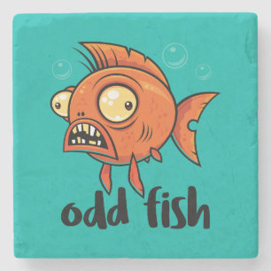 Odd Fish Quirky Funny Orange Goldfish Cartoon Stone Coaster