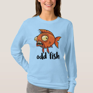 Odd Fish Quirky Funny Orange Goldfish Cartoon T-Shirt