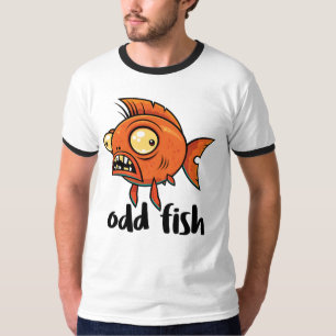 Odd Fish Quirky Funny Orange Goldfish Cartoon T-Shirt
