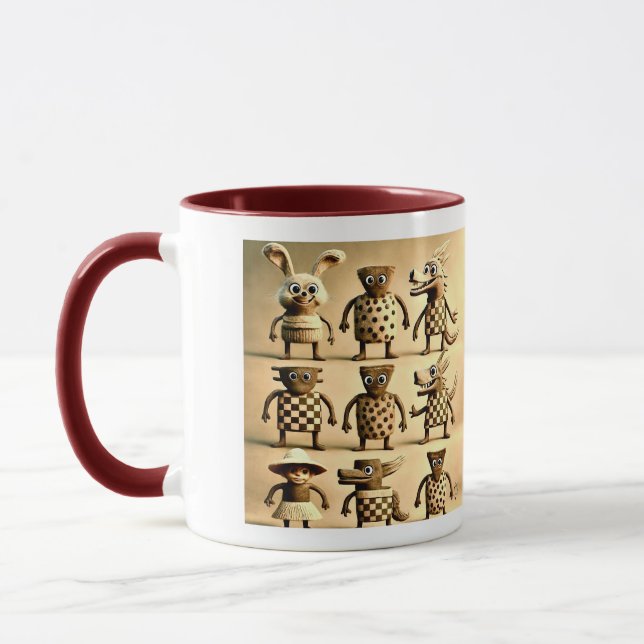 Odd Friends – Chequered & Dots Creature Family Pos Mug (Left)