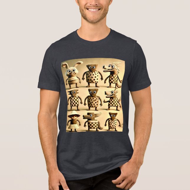 Odd Friends – Chequered & Dots Creature Family Pos Tri-Blend Shirt (Front)